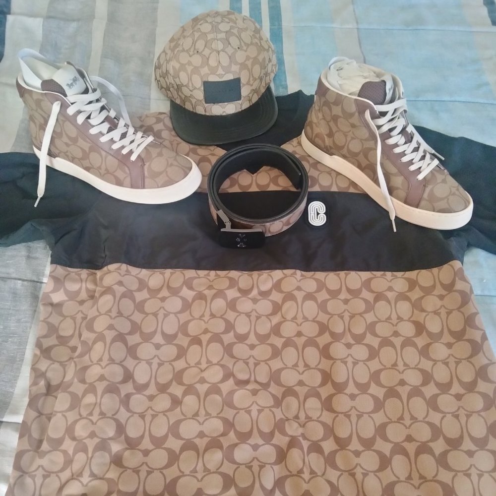 Coach sweatshirt shoes belt and hat